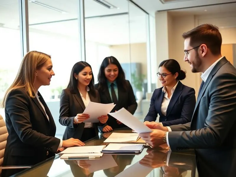 Business owners meeting with bank loan officer