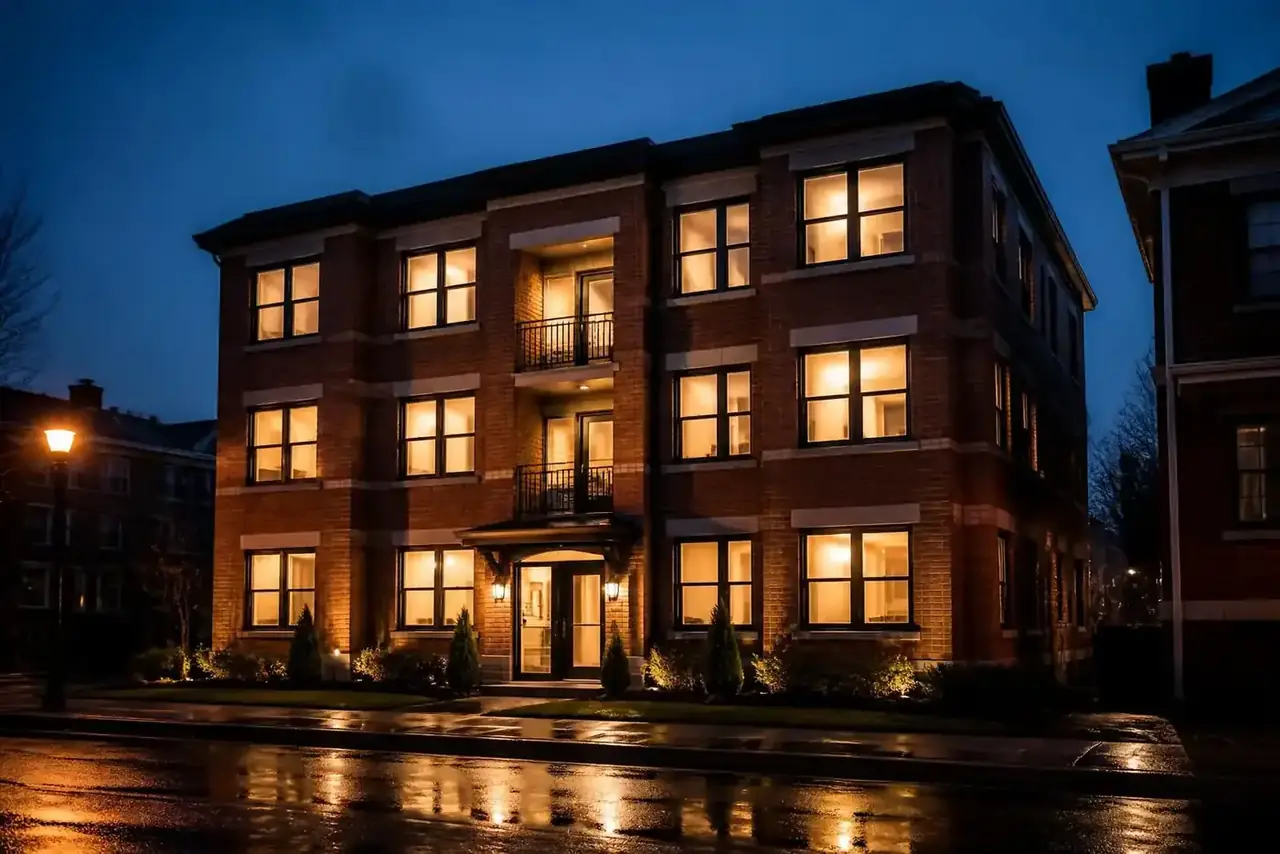Renovated investment property at dusk